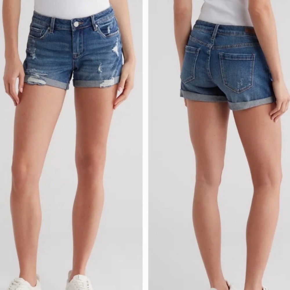 Blank NYC Roll Up Blue Denim Shorts The Fulton Size 26 New NWT